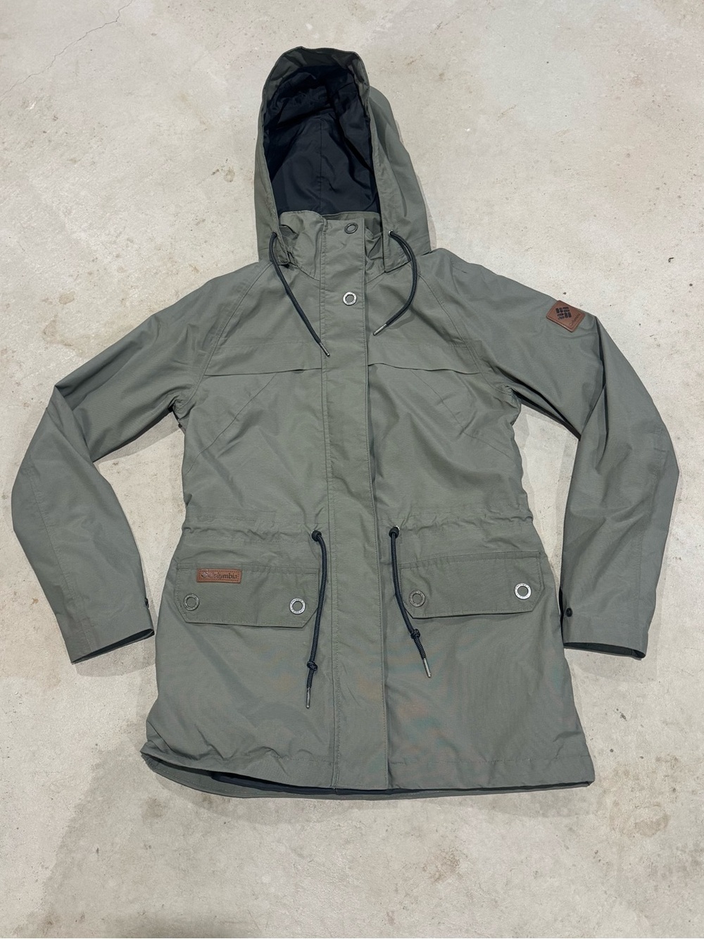 Columbia Sportswear Green Long Waterproof XS Womens Rain Jacket Removeable Hood